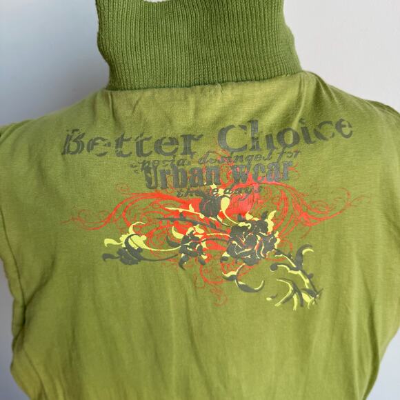 Vintage Y2K 2Bizzy Metallic Green Reversible Utility Zip Puffer Vest - Picture 6 of 13